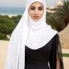musulman premium jersey hijab écharpe femmes hijab instantané longueur inégale des deux côtés facile à porter doux jersey plaine châle enveloppes