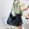 grand sac hobo noir à bandoulière en cuir souple pour femme, sacoche de qualité solide, fourre tout de voyage