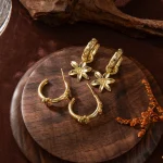 Boucles d&rsquo;oreilles en acier inoxydable plaqué or 18 carats pour femmes, bijoux cadeaux rétro en émail rouge pour femmes