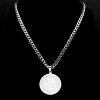 collier hip hop en acier inoxydable pour homme et femme, bijou musulman islamique, avec dieu arabe, document argenté, rond, pour la raq, n2933s03