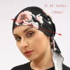 hijab musulman pour femme, écharpe de tête pour la perte de cheveux, chapeau de chimio, turban à fleurs noires, bandana rond pré noué, vêtements de sauna