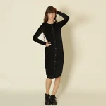 AA-femmes robe automne manches longues velours cardigan femmes col rond devant boutons ouverture avec deux poches taille XS-XXL