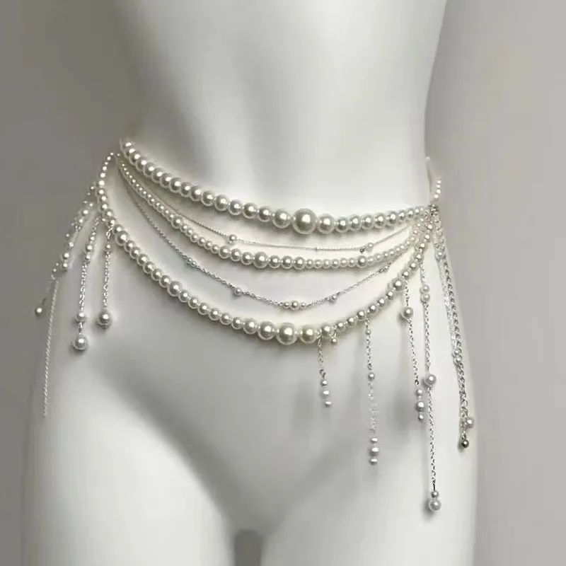 Y2K – ceinture de styliste multicouche en perles pour femmes, chaîne de taille, mode caractère rétro, vêtements de jeu, accessoires, ceintures de fête