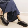 sandales plates à plateforme pour femmes, mocassins décontractés en cuir souple, marque peu profonde, baskets rétro pour femmes, slingback d'été