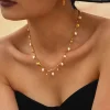 collier de perles d'eau douce naturelles pour femmes, pendentif de luxe en acier inoxydable plaqué or 18 carats, bijoux à breloques pour dames