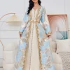 Robe de soirée en dentelle arabe pour femmes, col en V, perles lourdes, ligne a musulmane, délicate, bal d&rsquo;anniversaire, élégante, 2 pièces, personnalisée, dubaï