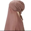 musulman instantané hijab femmes bonnet avec mousseline de soie châle tête écharpe casquette bandeau intérieur stretch hijab couverture bandeau turbante