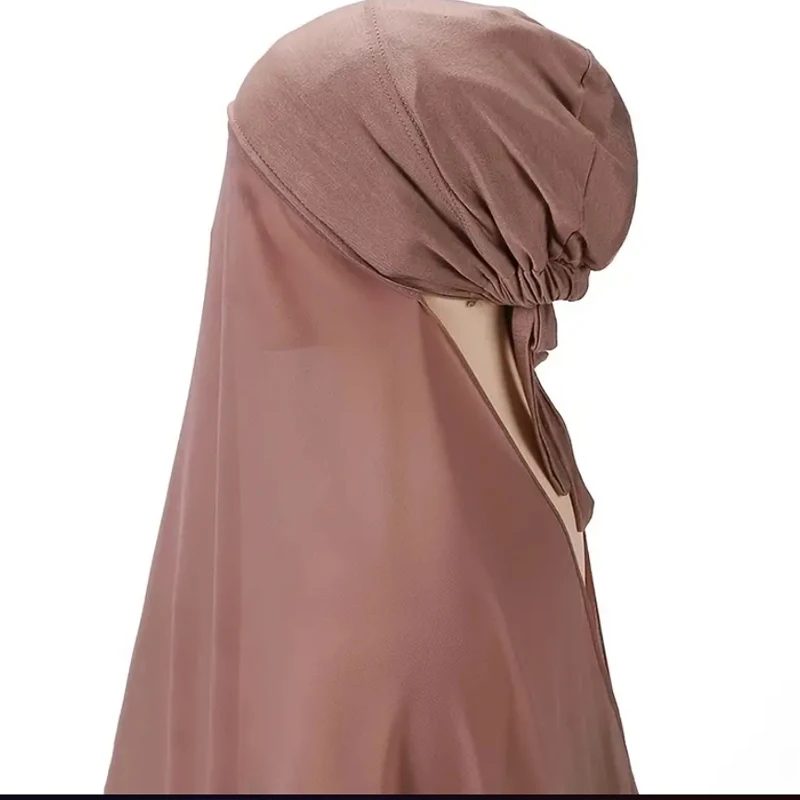 musulman instantané hijab femmes bonnet avec mousseline de soie châle tête écharpe casquette bandeau intérieur stretch hijab couverture bandeau turbante