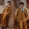 Costumes marron pour hommes, 3 pièces, coupe cintrée, sur mesure, Blazer à simple boutonnage, gilet, pantalon, vêtements de travail pour marié de mariage, décontracté, personnalisé