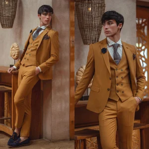 Costumes marron pour hommes, 3 pièces, coupe cintrée, sur mesure, Blazer à simple boutonnage, gilet, pantalon, vêtements de travail pour marié de mariage, décontracté, personnalisé