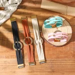 Bracelets en cuir pour femmes, à la mode, élégants, multicouches, large, bijoux cadeau, 2026