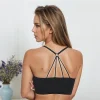 sous vêtements de sport pour femmes, yoga, fitness, haut court sans couture, larges bretelles avec lettres, vêtements d'activité d'entraînement confortables