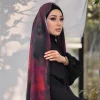 Hijab en mousseline de soie imprimé pour femmes, Foulard teint par nouage dégradé, longue écharpe, Design nouveauté, Tippet fin, châle en mousseline de soie florale islamique, nouvelle collection