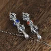 group pendentif bouddhiste vajra en argent regardé 925 pour hommes et femmes, amulette en pierre naturelle lapis turquoise onyx, bijoux