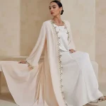 Abaya musulman de style dubaï, broderie florale exquise, détails, idéal pour les occasions formelles de mariage du moyen-orient, Islam modeste