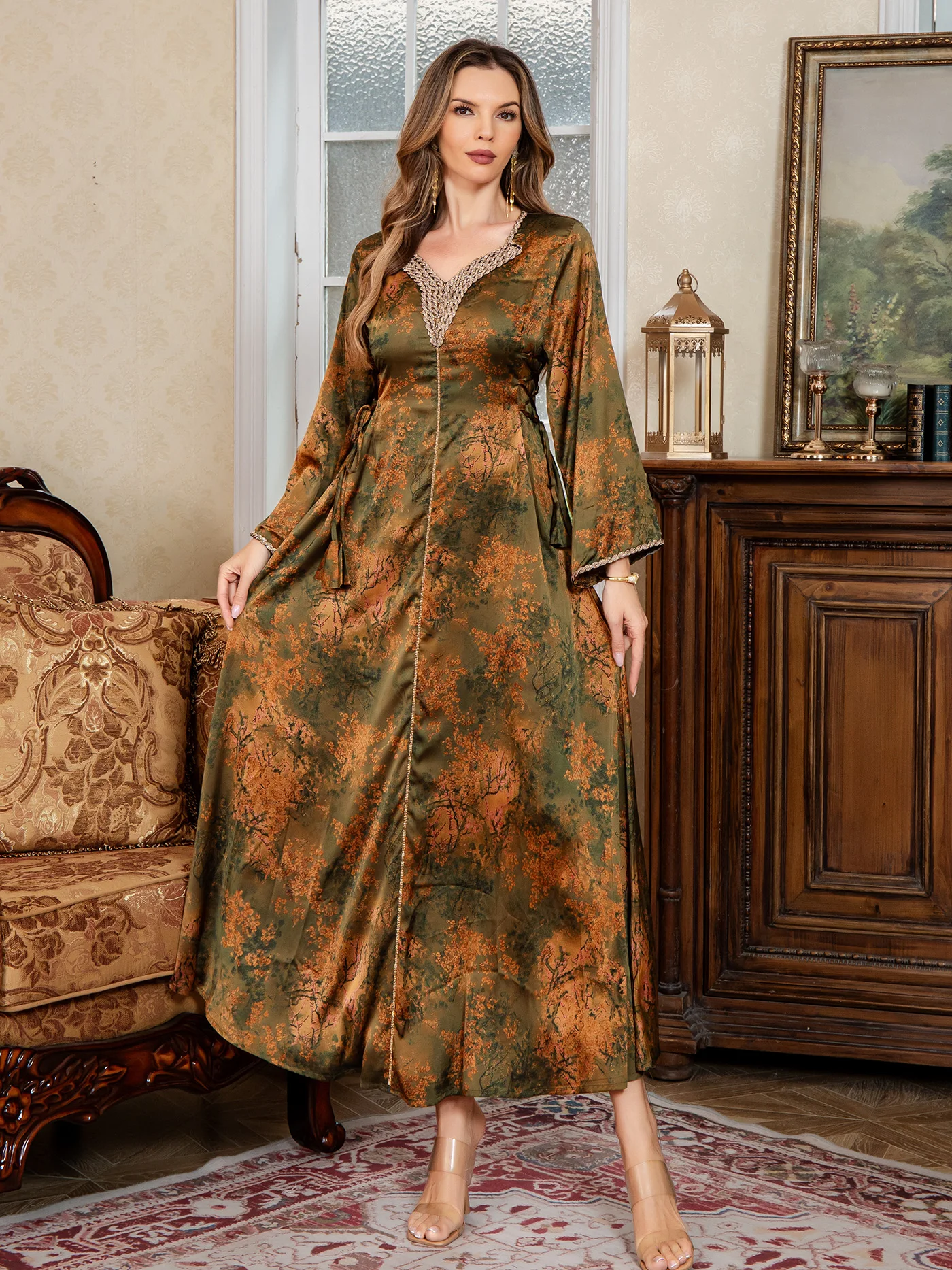 nouvelle robe imprimée musulmane pour femmes, parfaite pour un usage quotidien, élégante, mode moyen orient, abaya en satin, robe longue de dubaï saoudien
