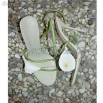 Beige fleur décor sangle sandales creuses fête de mariage bout ouvert talon aiguille mode 2025 été femmes chaussures Para Mujere