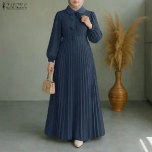 ZANZEA mode Robe musulmane Abaya femmes longue lanterne manches plissée Robe d’été ceinturée Robe Femme travail robes 2025 robes d’automne ZANZEA mode Robe musulmane Abaya femmes longue lanterne manches plissée Robe d’été ceinturée Robe Femme travail robes 2025 robes d’automne