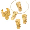 ensemble de bijoux abstraits en or pour femmes, accessoire artistique en métal pour femmes, boucles d'oreilles tendance et cool, bracelet, bague pour fête et mariage...