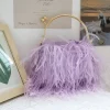 pochettes de soirée de luxe en plumes d'autruche pour femmes, sac à bandoulière avec chaîne, pompon, sac à main de fête de mariage