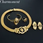 Ensemble de bijoux de luxe pour femmes, plaqué or 18 carats, collier Lion, Bracelet, bague, boucles d&rsquo;oreilles, accessoires de bijoux de mariage