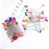 Épingles à coudre droites pour la confection de robes, tête de perle ronde colorée, points grossiers, outils de couture bricolage, positionnement, 38cm, 100 pièces par boîte