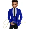 costume beige pour garçons, tuxedos de mariage, veste à revers, pantalon, gilet, ensemble 3 pièces, vêtements personnalisés à la mode de 2 à 16 ans