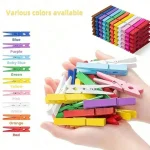 Pinces à linge en bois colorées 50 pièces, épingles à vêtements pour pinces photos photos décoratives, petites pinces de fermeture de décoration en bois colorées