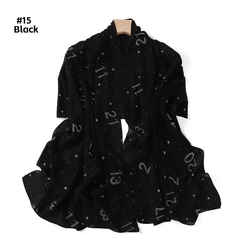 châle hijab en mousseline de soie pour femme musulmane, strass, chiffres aniques, perles, bulle, couverture complète, islam foulards, bonnet, bande de sauna, ronde, artificiel astique