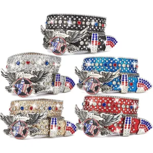 Ceinture Punk aigle étoile bande incrustée de strass paillettes Rock mode ceinture hommes et femmes ceinture