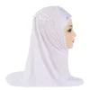 h039 belle petite fille amira hijab avec dentelle au dos ajustement 2 5 ans enfants tirer sur écharpe islamique foulard