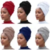 Turban de Tête Extensible en Jersey pour Femme, Écharpe de Sauna en Tricot Rond, Cheveux Urbains, Bandeau Solide, Doux et Long, Respirant