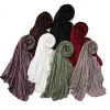 hijab de luxe en jersey à bord ondulé pour femmes, couleur unie, foulard en soie de lait, châle d'automne, écharpe en mousseline de soie extensible, ramanda