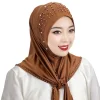 hijab musulman perlé simple, couverture complète, couleur unie, chapeaux hijab arabes, voile, turban doux, casquette pour femme