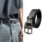 Ceinture en cuir pour hommes boucle ardillon jean ceinture noire Chic marque de luxe dames Vintage sangle ceinture