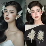 Épingle à cheveux en Imitation de perles pour femmes, Style Ballet français, nœud en perles, doux, Simple, élégant, frange, Clip latéral, couvre-chef