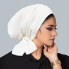 solid color crinkle turban hijab hats long tail head wraps elastic muslim hats breathable chemo cap for women girls
