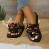 décoration pantoufles plates décontractées chaussures pour femmes diapositives nouvel été en plein air plage tongs mignon fleur sandales confortables