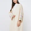 abaya brodé sur le devant pour femmes musulmanes, robes maxi arabes, manches longues, amples, kaftans du moyen orient, jilbabs islamiques