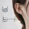 3 8mm 1 paire de boucles d'oreilles rondes en diamant argent mode décontracté hommes femmes simple clou d'oreille pour fête cadeau de pierres précieuses