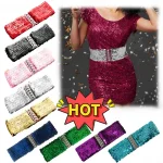 Nouvelle mode métallique paillettes ceinture femmes robe ceintures Cool Punk brillant élastique extensible large ceinture Cinch robe bijoux Accessori
