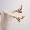 sandales confortables pour femmes miroir sandales de luxe femme talon moyen chaussures de mode été nouveau 2025 élégant bloc talons concepteur