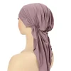 bandeau de styliste pour femmes, solide, musulman, extensible, intérieur, hijab, mode, turban en polyester, chapeaux pour dames, couvre cheveux, foulard rimaire