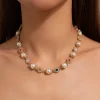 Ingemark élégant Imitation perle perles chaîne collier pour femmes collier de mariée Goth strass tour de cou fête bijoux cadeaux nouveau