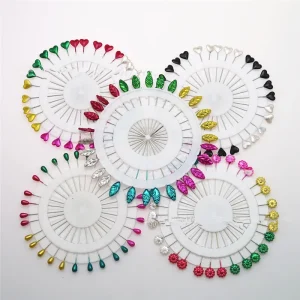 30 épingles à tête en forme de cœur pour bricolage, épingles à tête ronde en perles, à coudre décoratives, 4 roues, couleurs assorties