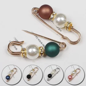 ChimBeads-Épingles de Sécurité en Métal pour Homme et Femme, Broche Strass, Perle Simulée, Décor de Robe, Écharpe, Manteau, Sac, Accessoires