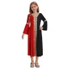 abaya – robe longue plissée pour filles, costume de cosplay d'halloween, bloc de couleurs, manches longues, pour fête à thème, vacances, fête de mariage
