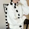 Écharpe rayée longue écharpe à cravate femmes foulards en coton écharpe fine et étroite harajuku rayé tricoté foulards fille cou plus chaud nouveau