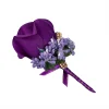 boutonnière bleue, accessoires de mariage, boutonnière du marié, broche de corsage de poignet, fleurs artificielles, bracelets de demoiselles d'honneur