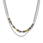 Collier pendentif en acier inoxydable pour femme, perle ronde en argent, épissage à la mode, cadeau de bijoux